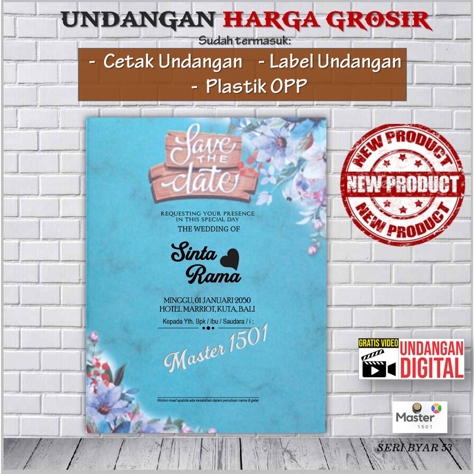 [100 pcs] Undangan Pernikahan Rayya 349 – Bonus Video Undangan Nikah