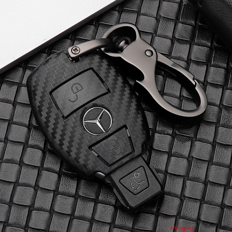 Case Kunci Mobil Untuk Mercedes Benz E Class E200 E260 E300 E320 Carbon Fiber Gantungan Kunci Holder Fob Shell