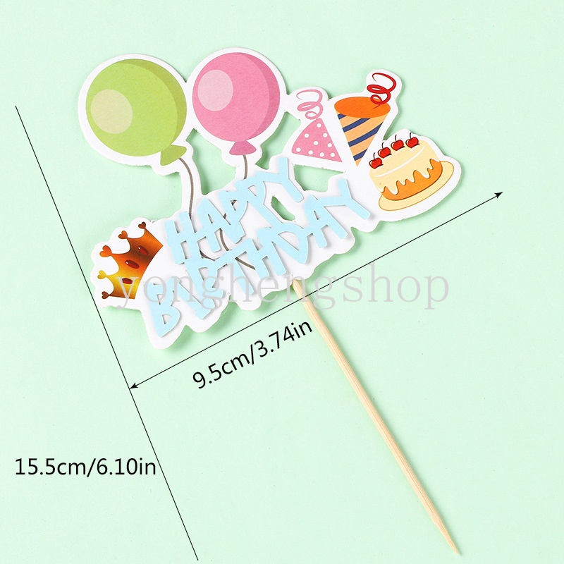 Topper Kue Cupcake Desain Balon Happy Birthday Untuk Dekorasi Baby Shower