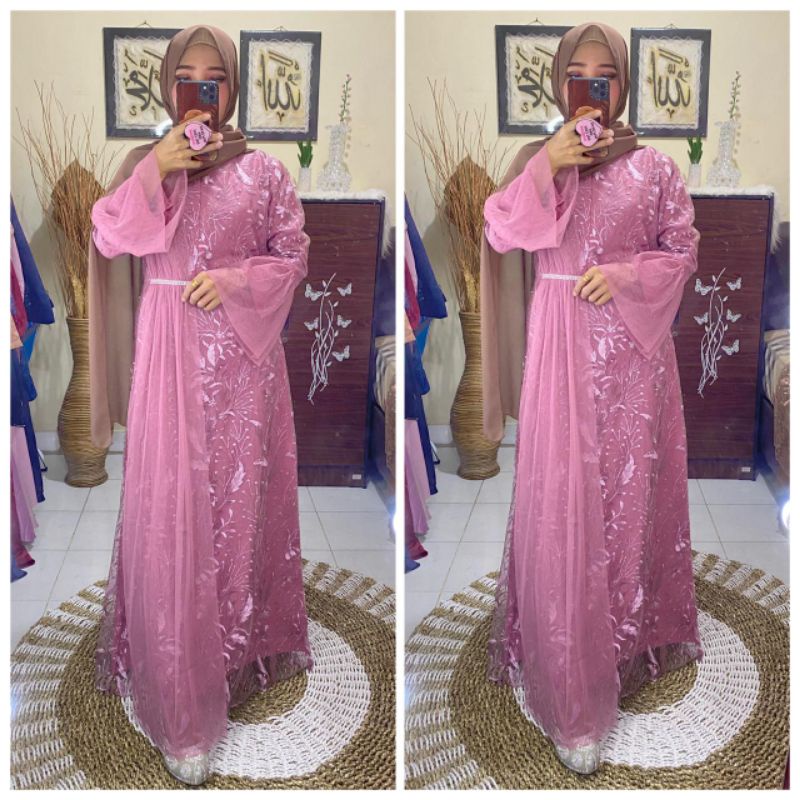 Gamis Brukat Tulle Namira Gamis Pesta Terkini