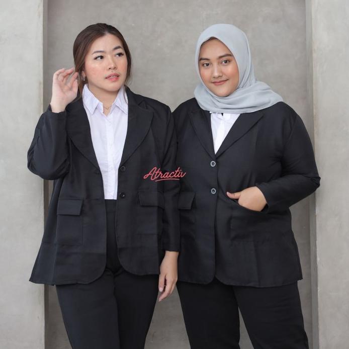 Blazer Hitam Jumbo Wanita XXL XXXL Blazer Formal Jumbo Blazer Kantor