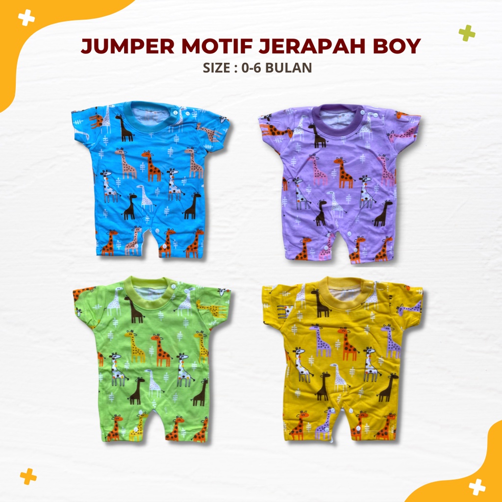 Jumper Bayi Newborn Lengan Pendek Jumpsuit Hansop Katun 0-6 Bulan