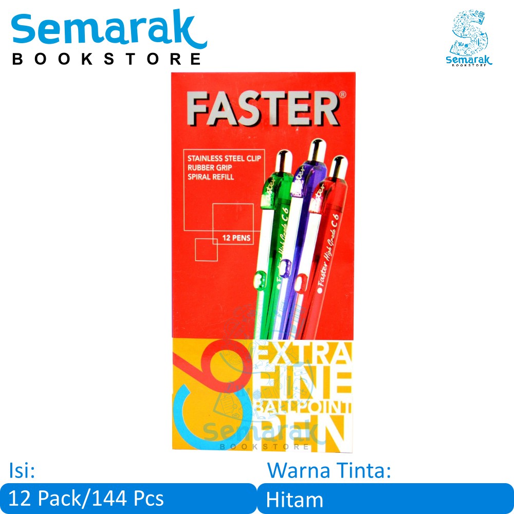 

Faster High Grade C6 Pulpen [1 Gross / 12 Lusin @12 Pcs]
