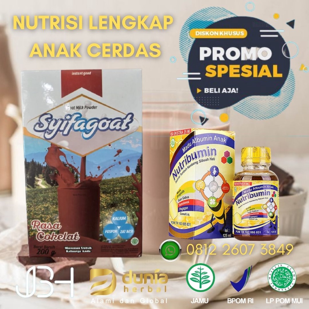 

Susu Kambing Etawa Syifagoat Coklat Plus Nutribumin Nutrisi Lengkap Untuk Anak