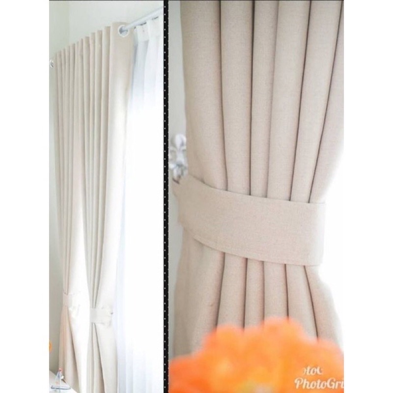 gorden gordyn hordeng tirai jendela polos cream mocca putih 12 ring gorden 6 gelembung