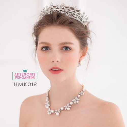 Perhiasan Mahkota Kalung Pengantin Modern l Paket Aksesoris Pesta HMK012