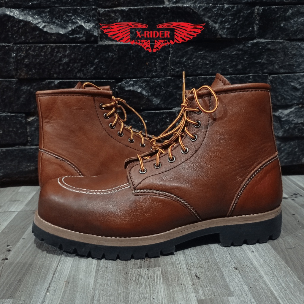 Groses Safety Boots Moc Toe Sol Hitam model redwing sepatu kerja kulit asli premium