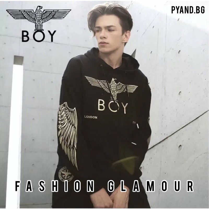 BOY17 SWEATER HOODIE BOY LONDON BORDIR WINGS GOLD IMPORT PRIA WANITA ASIA EROPA KOREA BIG SIZE