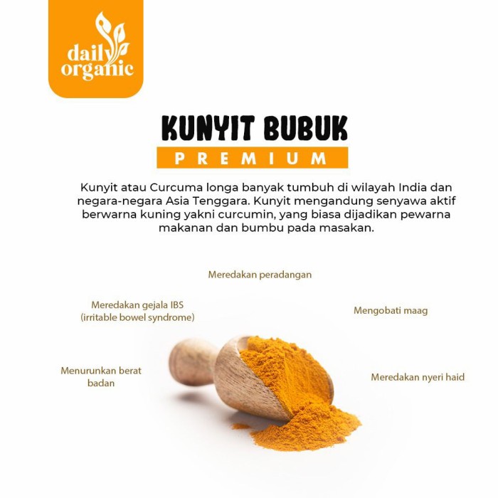 KUNYIT BUBUK MURNI ORIGINAL 100% BY DAILY ORGANIC TURMERIC POWDER PREMIUM