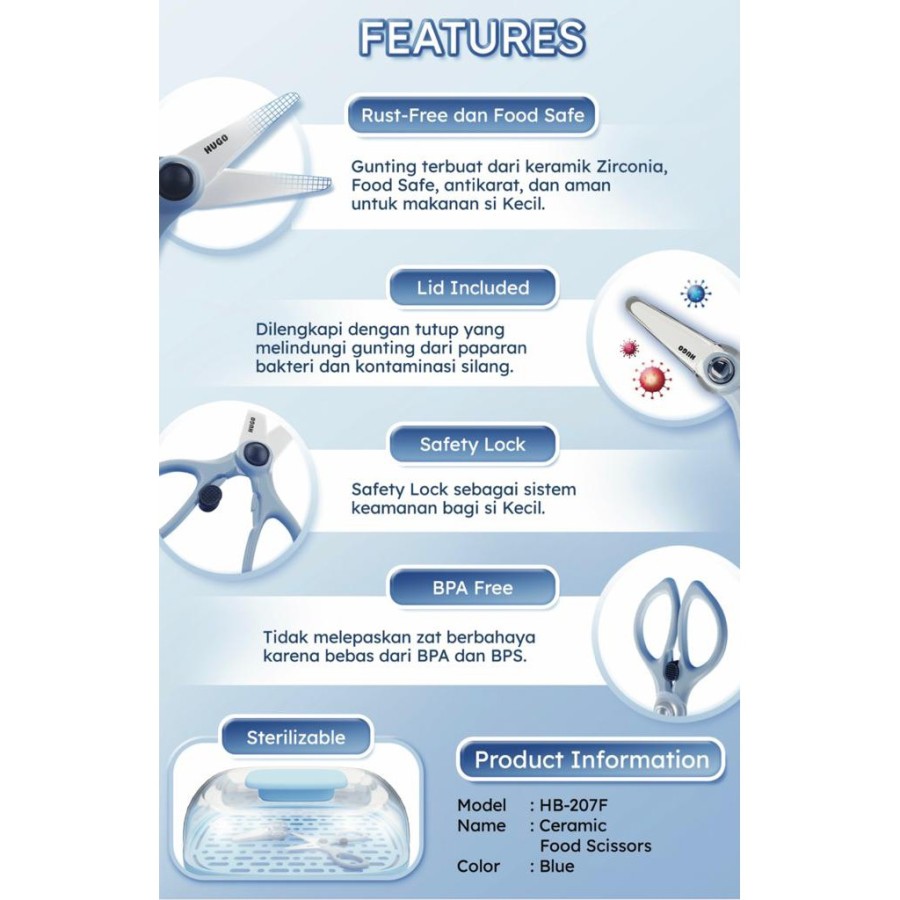 Hugo Baby Ceramic Baby Food Scissors gunting