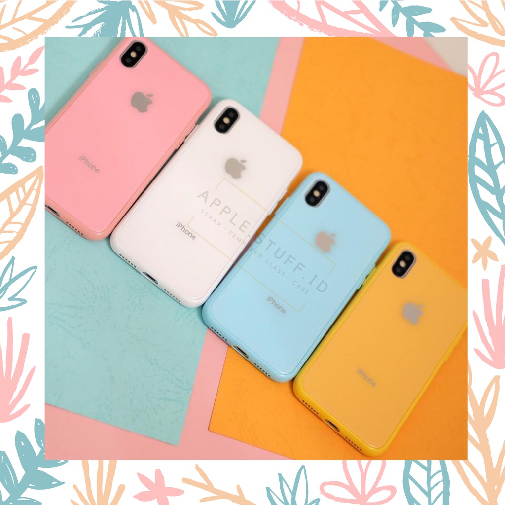 PASTEL GLASS CASE For - Iphone 6 6s 6+ 6s+ 7 7+ 8 8+ X XS XS Max XR