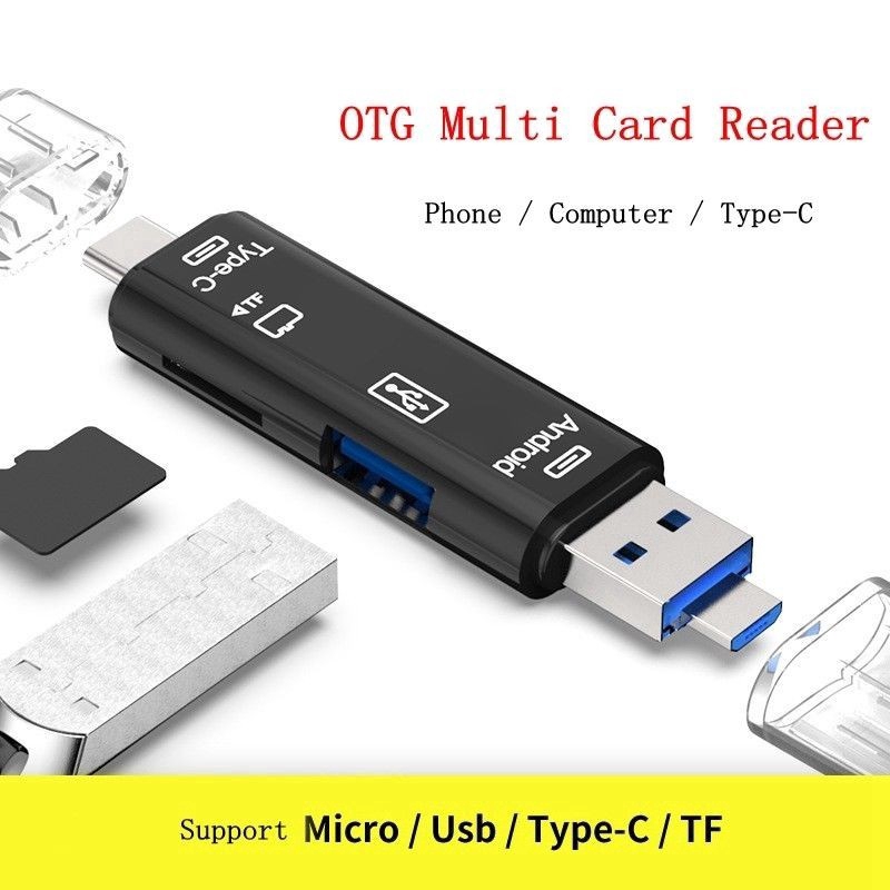 Pembaca Kartu SD Portabel Kompatibel Dengan Android IOS Komputer Memory Card Reader 5in1 Tipe c Micro TF OTG USB 2.0 Adapter