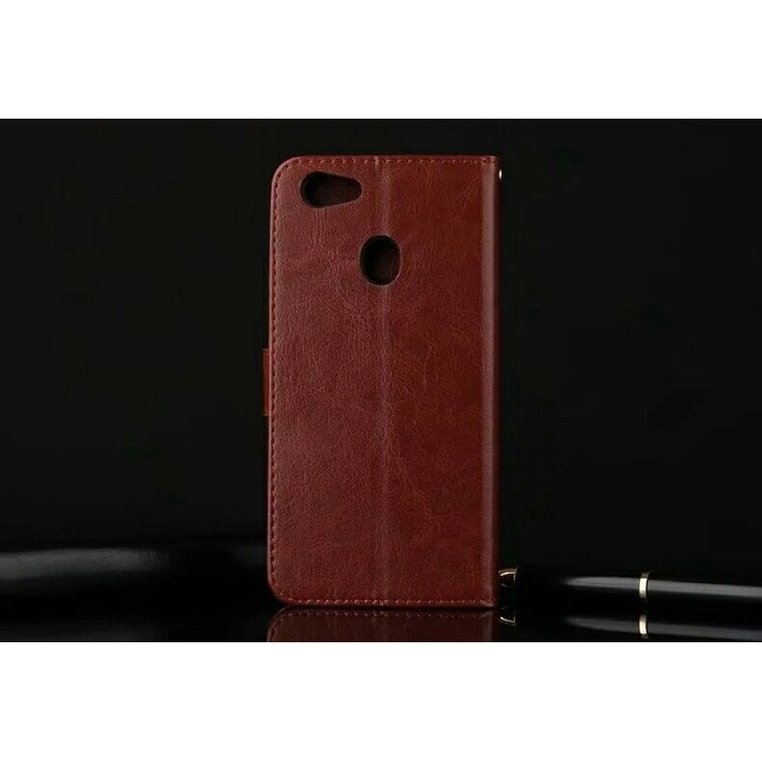 Jual Flip Cover OPPO F7 OPPOF7 Wallet Leather Case Casing   Hitam Berkualitas