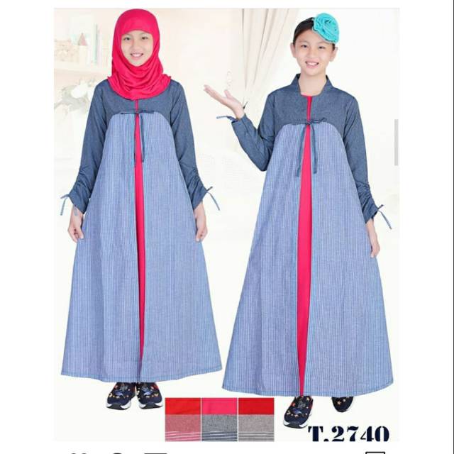 Set Gamis cardigan panjang T2740 setara 6-12 thn
