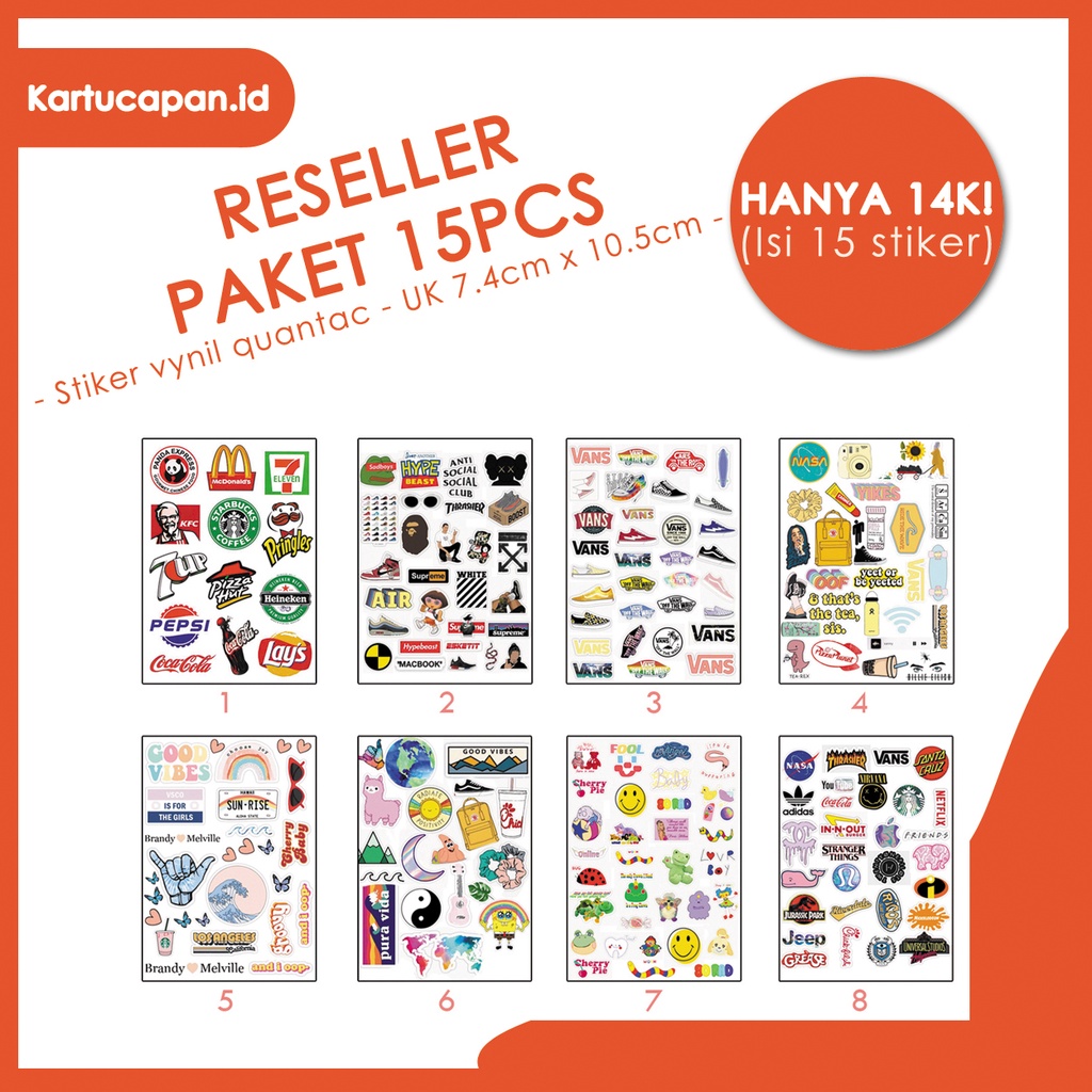 

[PAKET 15PCS] Stiker Aesthetic, Stiker Tumblr, Stiker Case Hp, Stiker Laptop, Stiker Hp, Stiker Helm