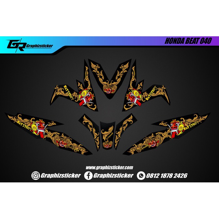 Decal Sticker Motor Honda Beat Street Motif Barong Leak Bali