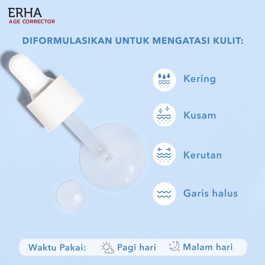 ERHA Age Corrector Pure Hyaluronic Acid &amp; PGA Moisture Control Booster 15ml - Serum Wajah Pelembab Anti Aging