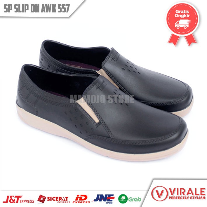 OBRAL Sepatu Pria Slip On Full Karet - Slip on Pria Karet – Sepatu Elastis- Sepatu Slop Pria AWK 557