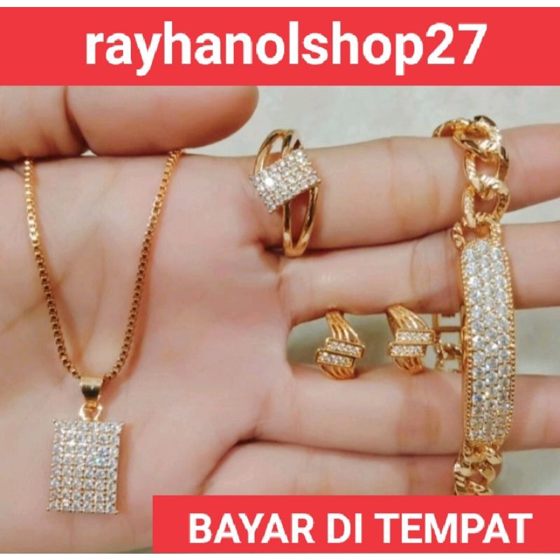 perhiasan wanita titanium xuping anti karat pilihan model dan motif nya mewah satu set lapis mas 24K