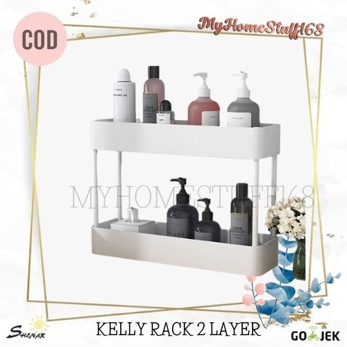 SHENAR RACK HOLDER 2 TIER DAPUR KAMAR MANDI TIDAK ADA RODA KELLY TROLLEY