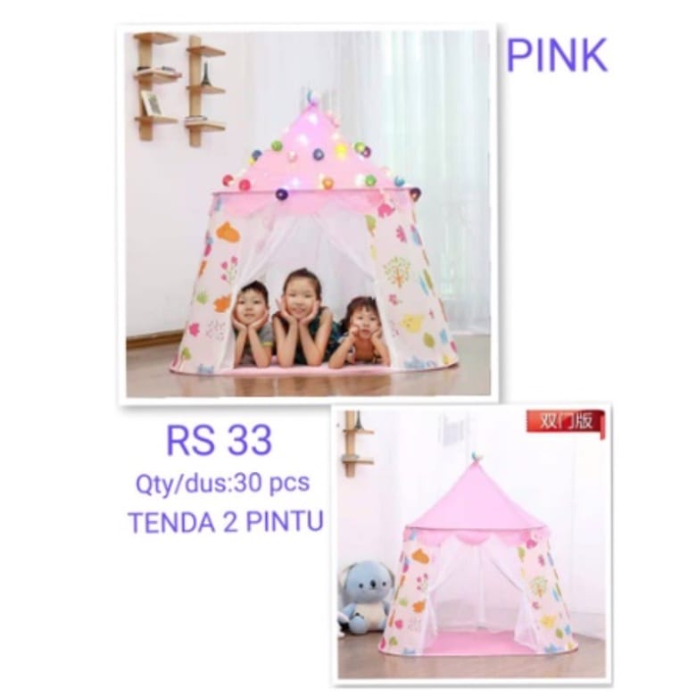 TENDA ANAK MODEL HOUSE TENDA BERMAIN PRINCESS CASTLE OUTDOOR BIRU DAN PINK MODEL KUBAH RS 33