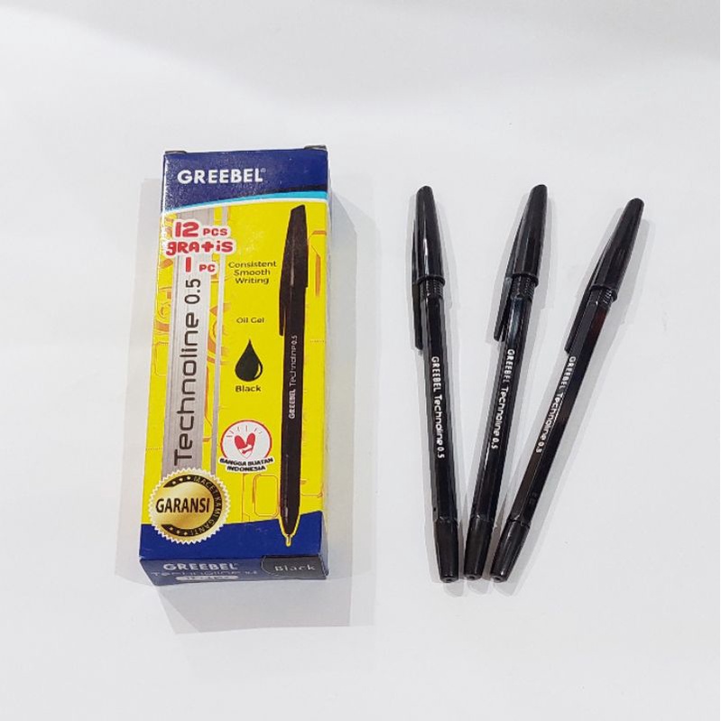 

(12+1bonus) Bulpen Murah Greebel Technoline 0.5 Hitam Biru dan merah