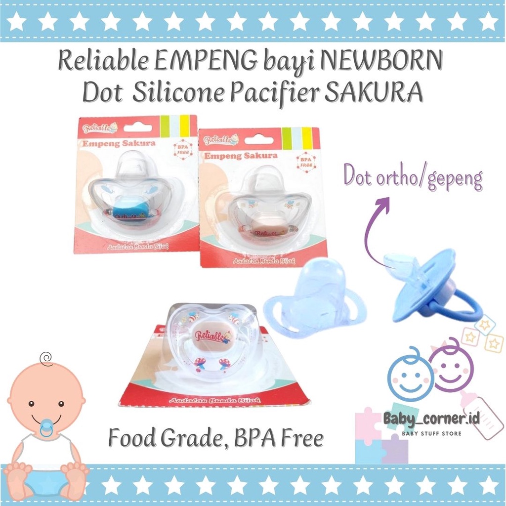 EMPENG bayi dot silicone silikon PACIFIER sakura +tutup empeng steril| RELIABLE