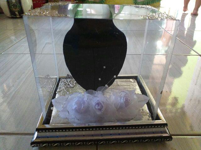 Tempat Perhiasan Untuk Kalung Warna Biru Frame Silver