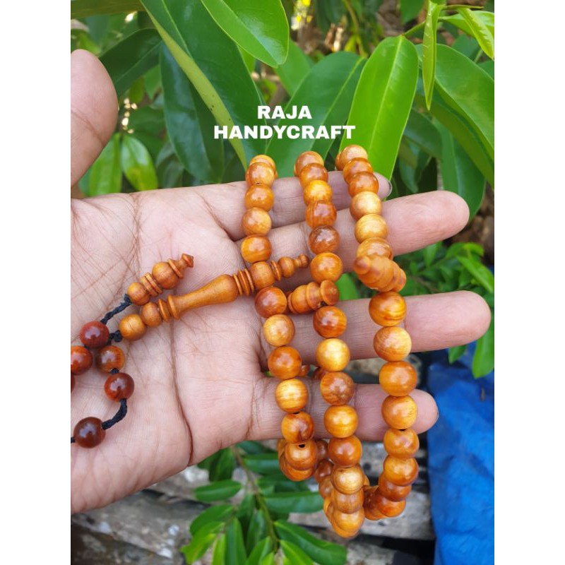 TASBIH KAYU BERTUAH GAHARU AGATIS / RAJA ISI 99 SIZE 10 MM TEMBUS CAHAYA KUALITAS SUPER 100 ASLI