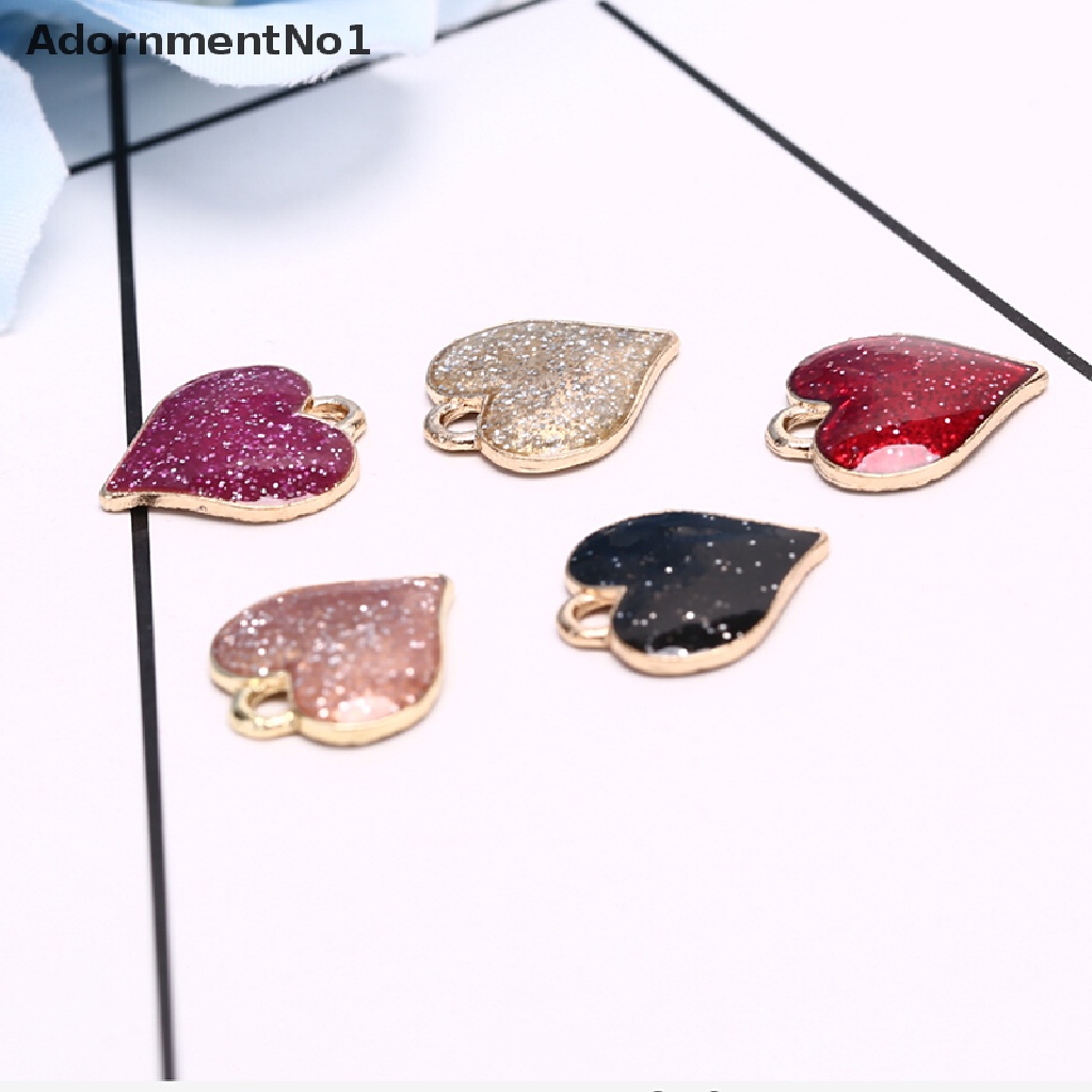 (AdornmentNo1) 10pcs / Set Liontin Hati Enamel Bahan Alloy Handmade DIY Untuk Wanita