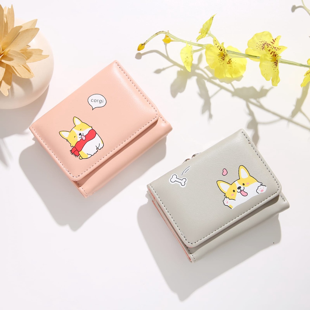 New Dompet Lipat Mini A59 Wanita Motif Animal Lucu Bahan Pu Leather Import AFM