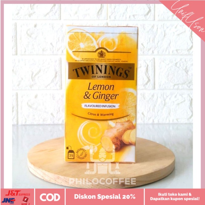 

⭐COD⭐ Twinings Lemon & Ginger Tea 25x1.5gr| Tisane Celup Herbal Lemon & Jahe