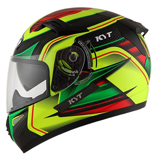 Helm KYT K2 Rider Super Fluo Edition #2 - Yellow Fluo/Carbon Black/Green Fluo