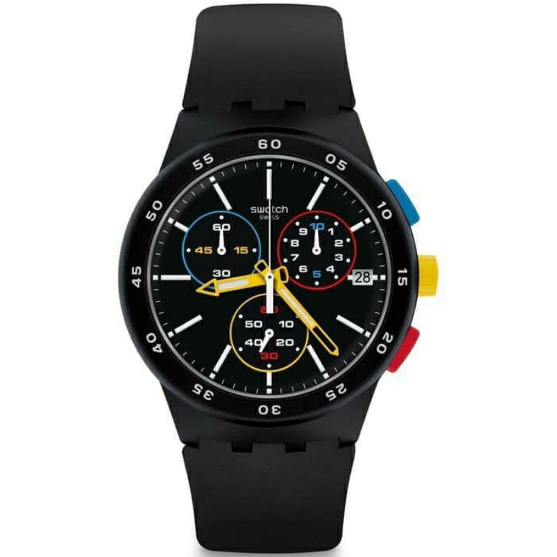 SWATCH Jam Tangan Pria Karet SWATCH SUSB416 BLACK-ONE ORIGINAL Garansi Resmi