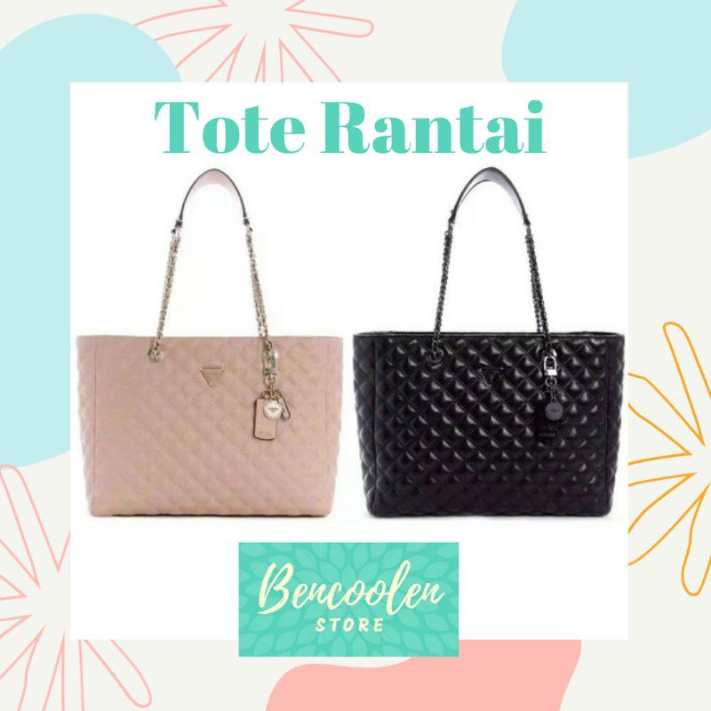 Tas Selempang/Shoulder/Hand Bag Wanita Gu3ss Cessily Tote Rantai Pink