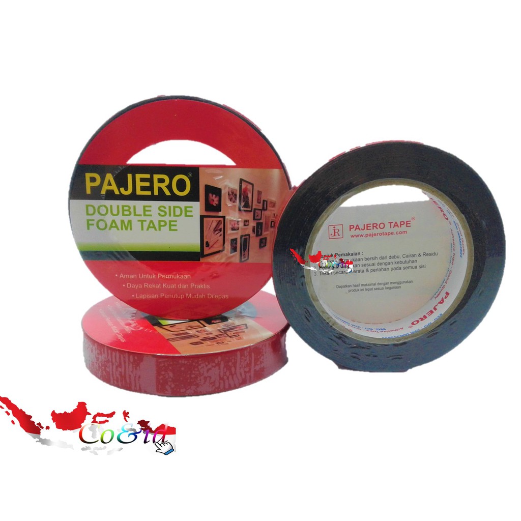 ISOLASI DOUBLE TAPE PAJERO FOAM HIJAU (1&quot;X4M) / ISOLASI DOUBLE TAPE PAJERO PUTIH 12MMX10Y(8M)