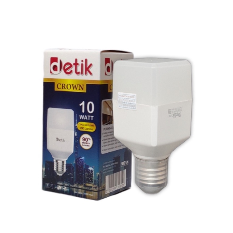 Detik Crown Lampu LED Bulb Kotak 10 Watt - Cahaya Putih