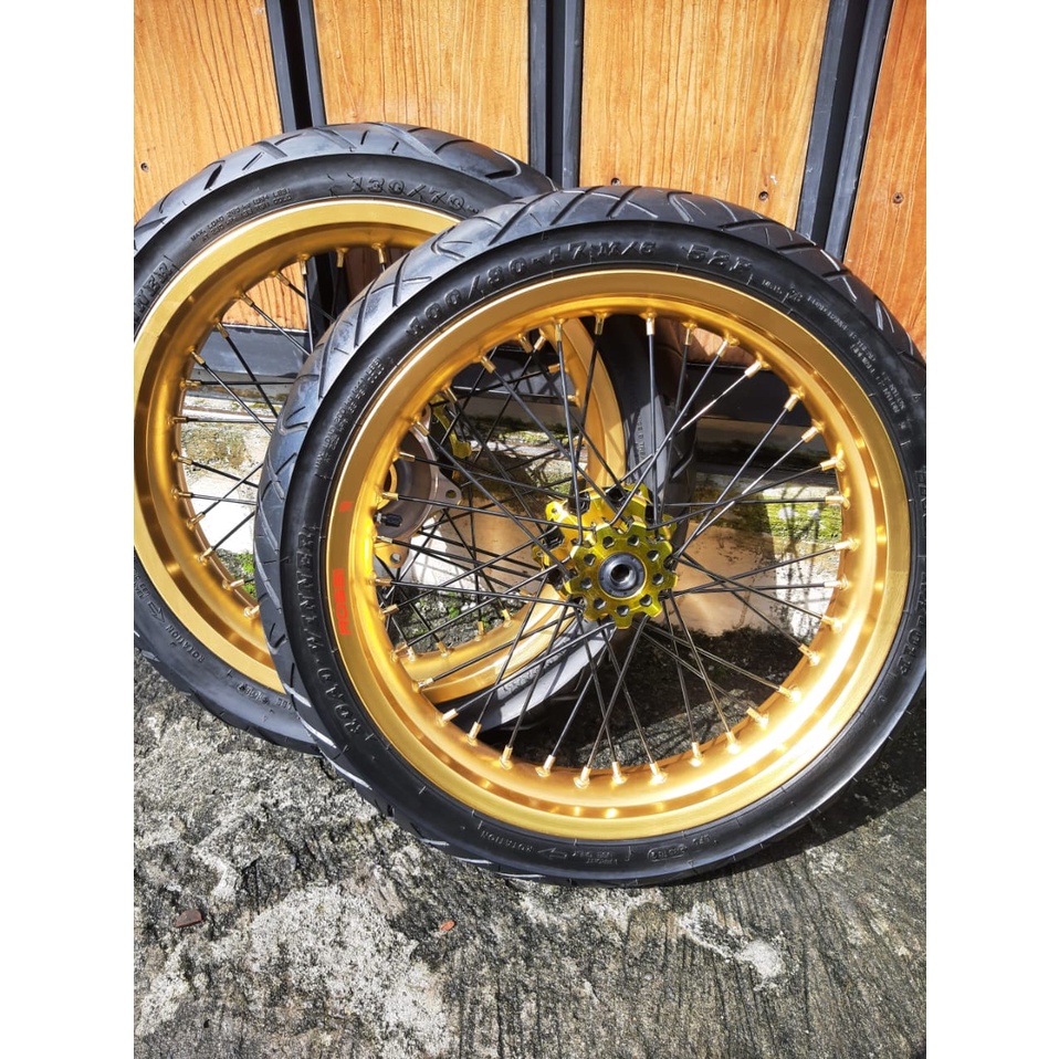 SEPAKET RAKITAN VELG SET SUPERMOTO HONDA CRF150L WHEELSET SUPERMOTO CRF150L