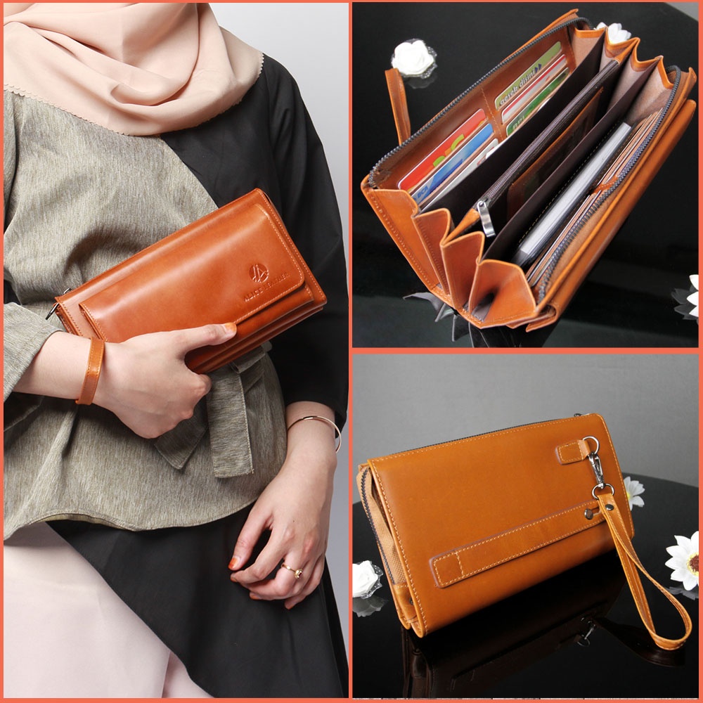 MARETHA WALLET - Dompet Tangan Terbuat dari Kulit Sapi Asli Dompet Wanita ALICE LEATHER Kode : AH01