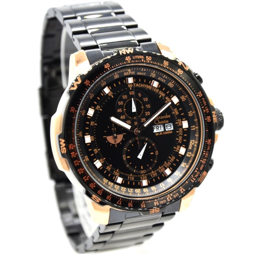 ALEXANDRE CHRISTIE WATCH AC 6476 PRIA ROSEGOLD BLACK ORIGINAL