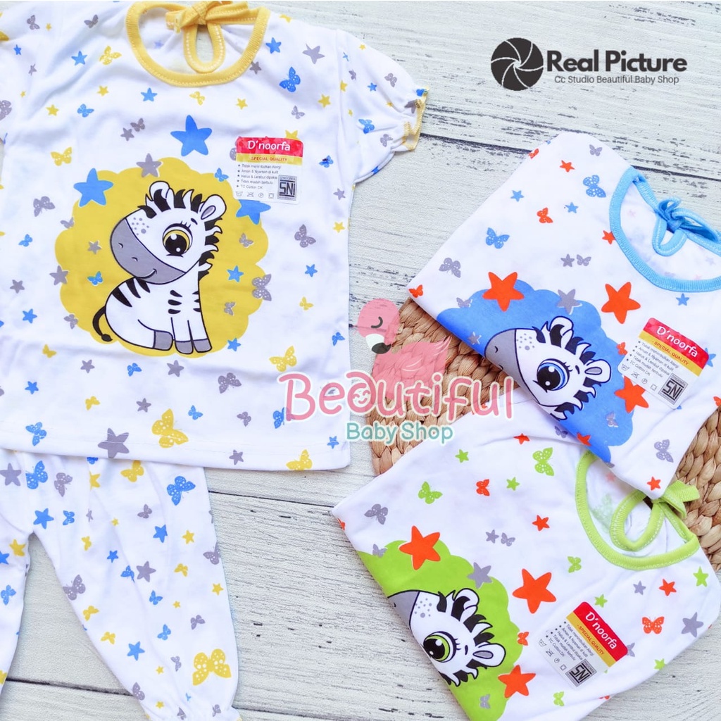 Setelan Baju Bayi Perempuan Lengan Pendek Celana Panjang Motif Kuda Poni / Piyama Bayi Perempuan D'Noorfa / Baby.ou