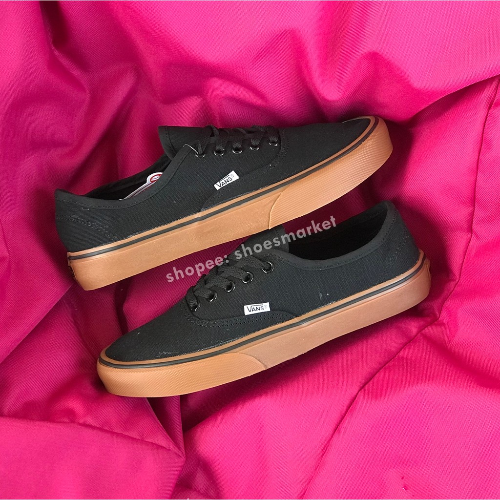 OBRAL SEPATU VANS AUTHENTIC BLACK GUM LIST HITAM