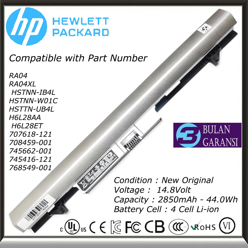 Baterai Battery Batre Laptop Original HP ProBook RA04 430 430-G1 430-G2 Series HSTNN-IB4L