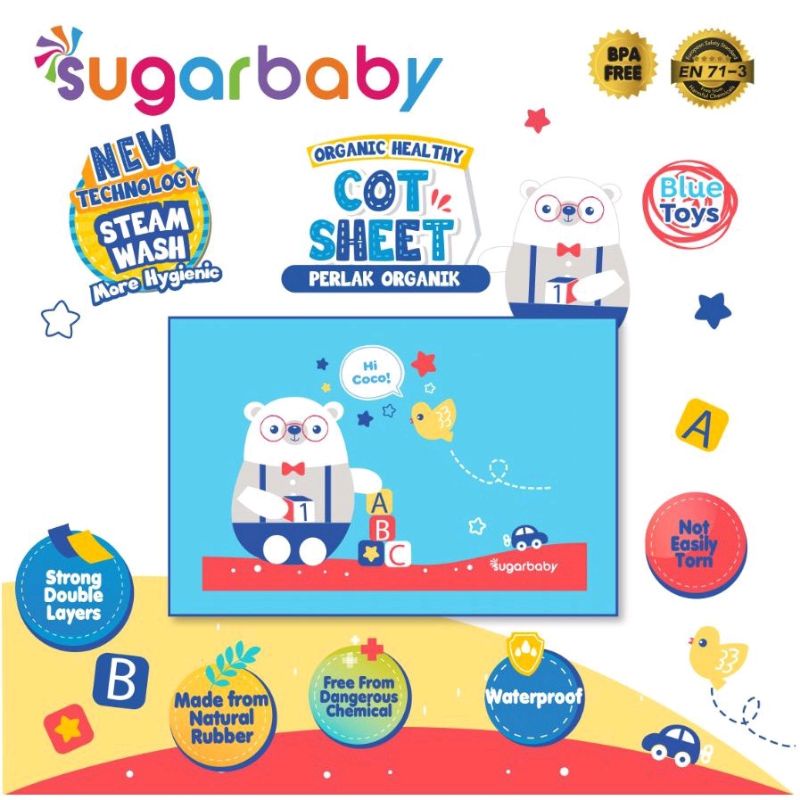 Sugar Baby Organic Healthy Cot Sheet / Perlak Karet Organik / Sugarbaby Perlak Bayi