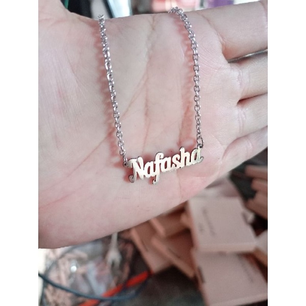 Kalung nama anti karat wanita titanium