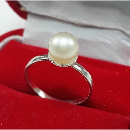 Cincin Mutiara Lombok Cincin Perak Mutiara Asli Air Tawar Lombok /Alsa Pearls