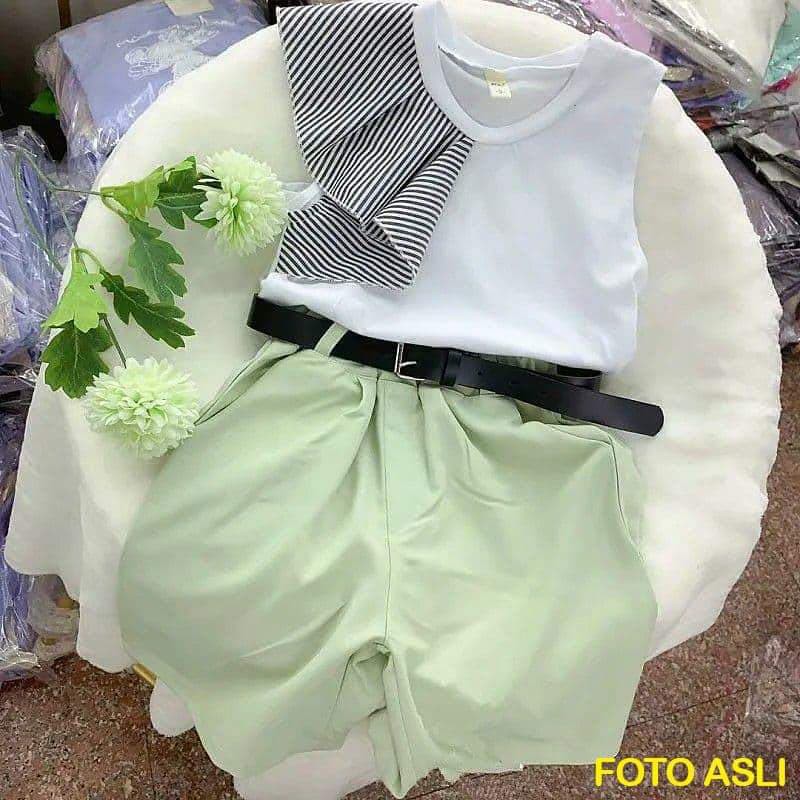 Setelan Anak Perempuan Clara Cool BLACK/WHITE With Belt