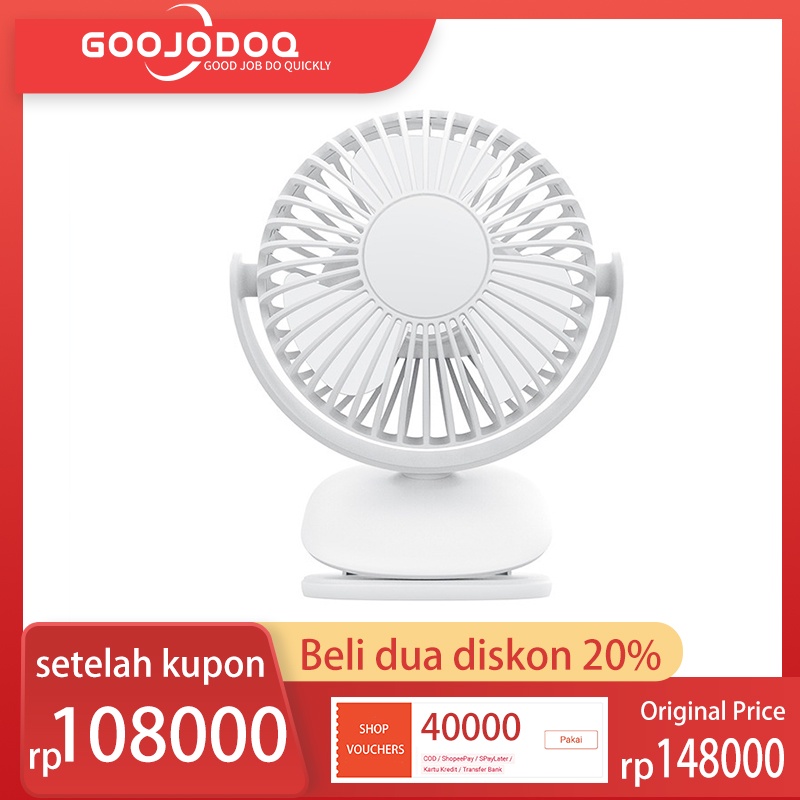 【Beli dua diskon 20%】 goojodoq Spherical 720° Rotatable Kipas Angin Portable / Super Terang Kipas Angin Meja / Klip Besar Kipas