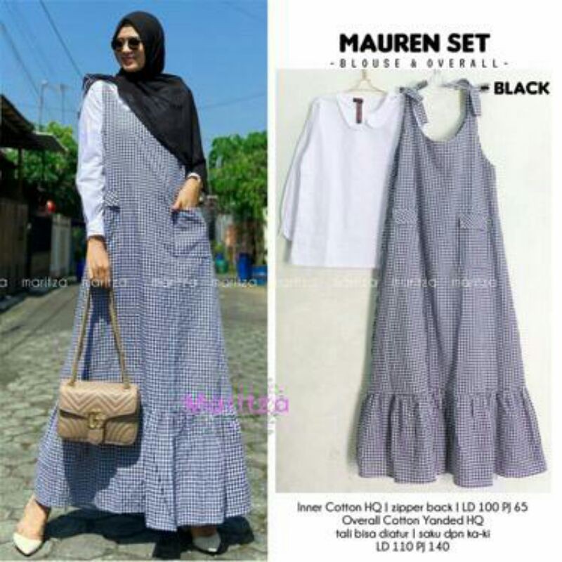 Mauren Set ( Blouse + Overall), DRESS MUSLIM, baju wanita, baju gamis, dress, gamis, Baju gamis