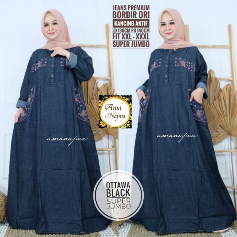 Ottawa maxy jumbo | jeans premium bordir ori | ld 130 pj 140 super jumbo